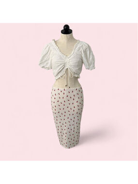 Forever 21 cherry print midi skirt - Size M